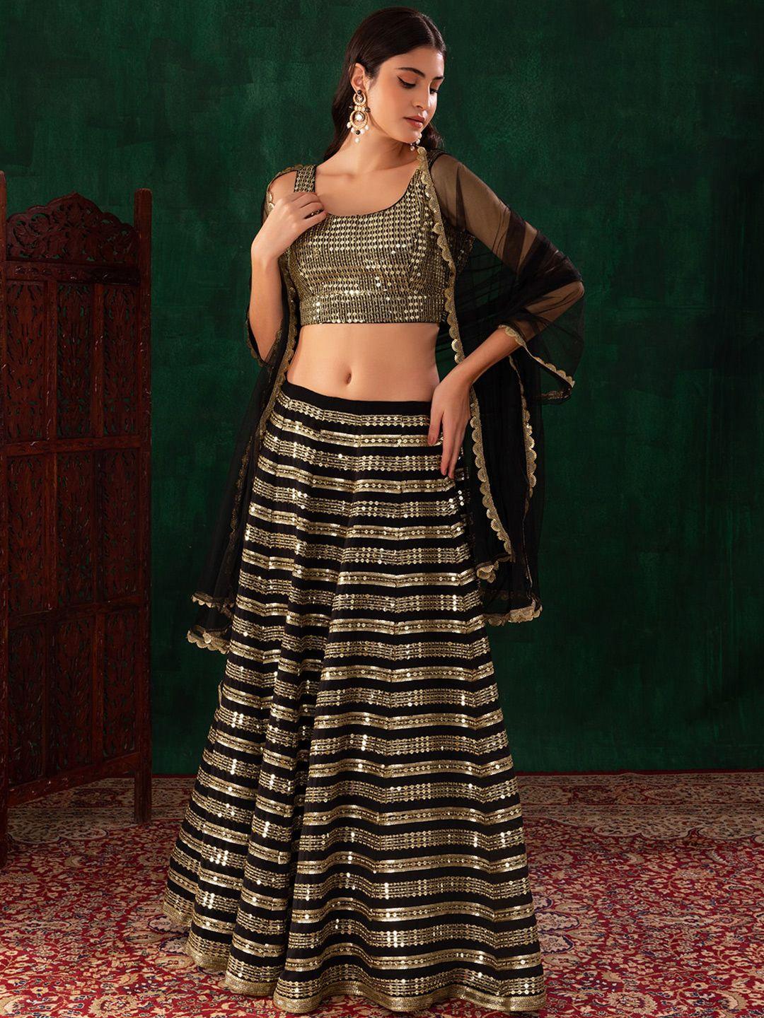 indya luxe embroidered sequinned ready to wear lehenga & blouse with dupatta