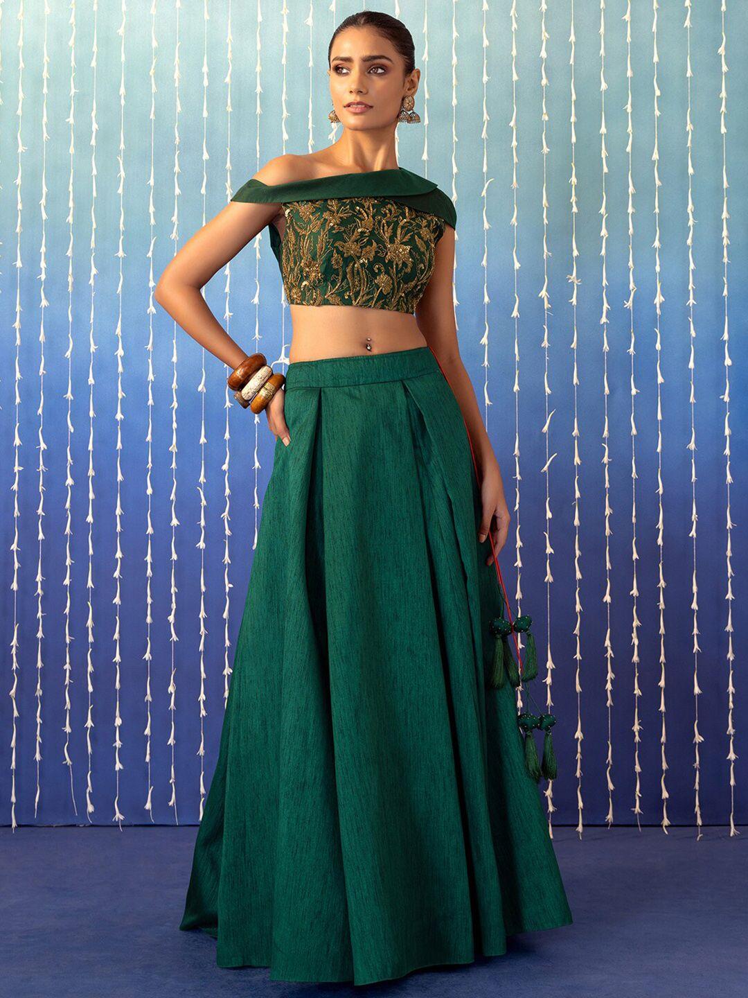 indya luxe embroidered thread work ready to wear lehenga &