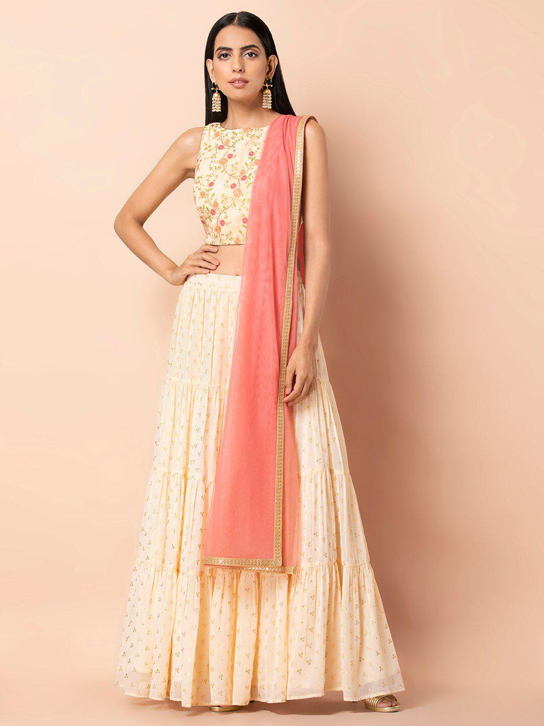 indya pink & gold-toned solid dupatta