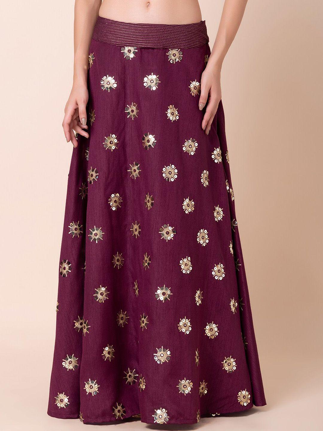 indya sequinned embroidered flared skirts