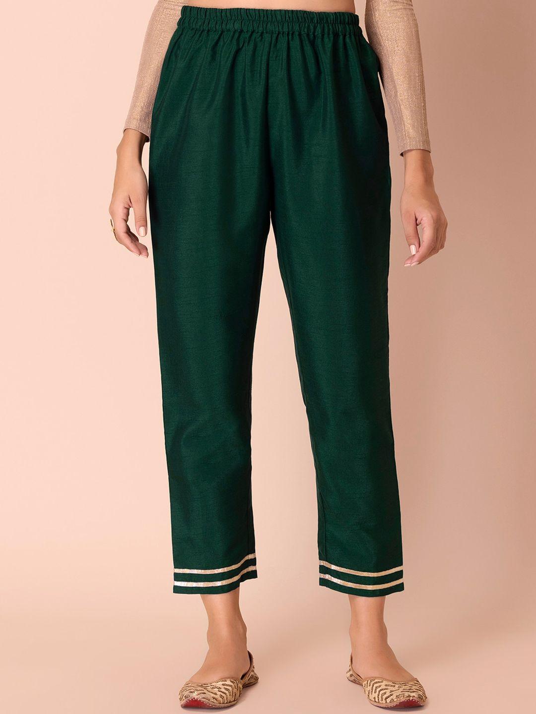 indya women green trousers