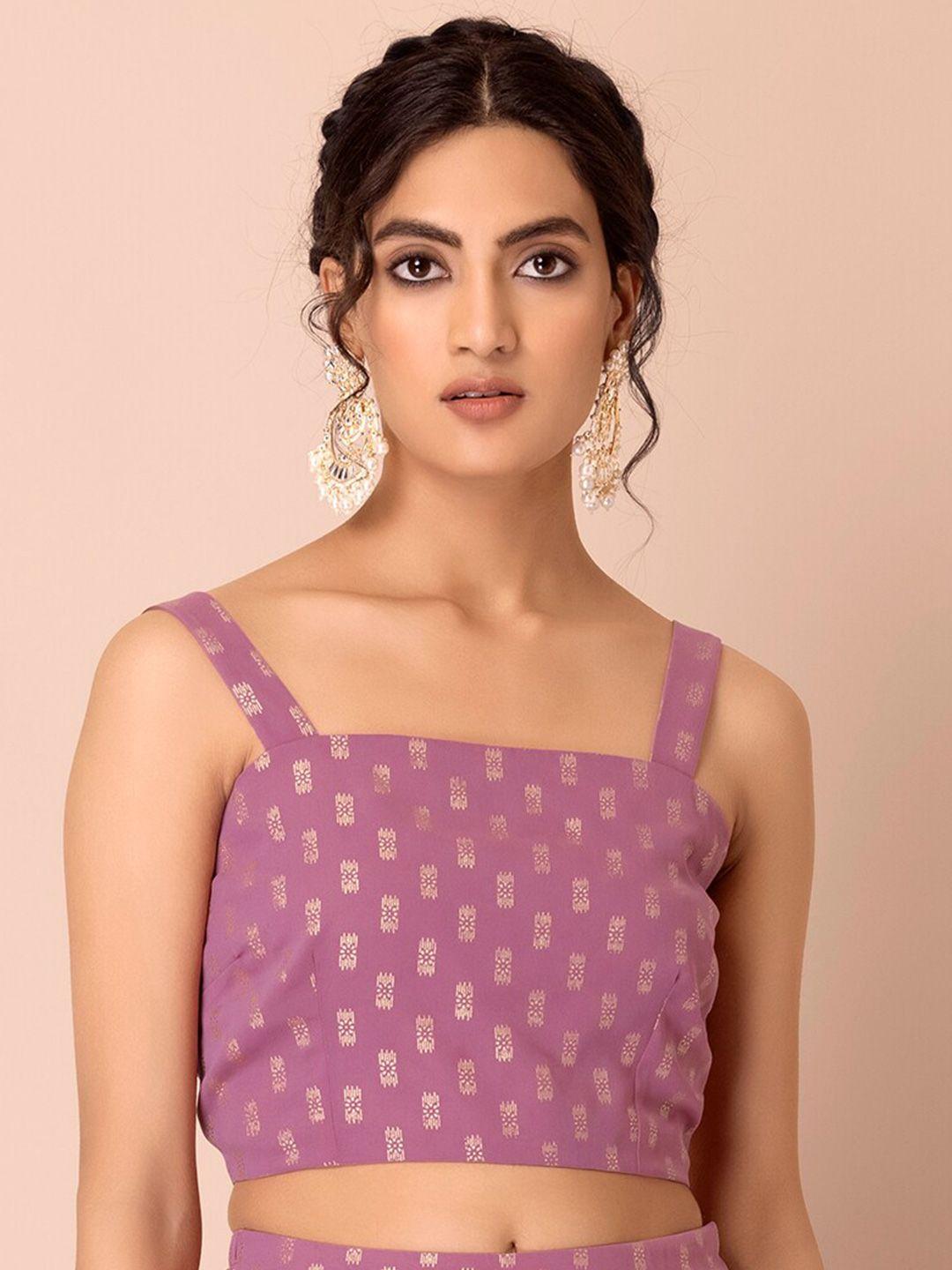 indya women pink print georgette crop top