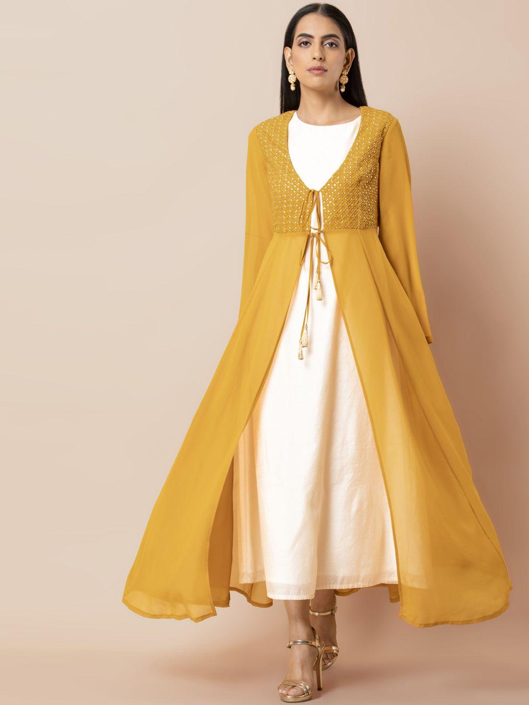 indya women yellow solid dress