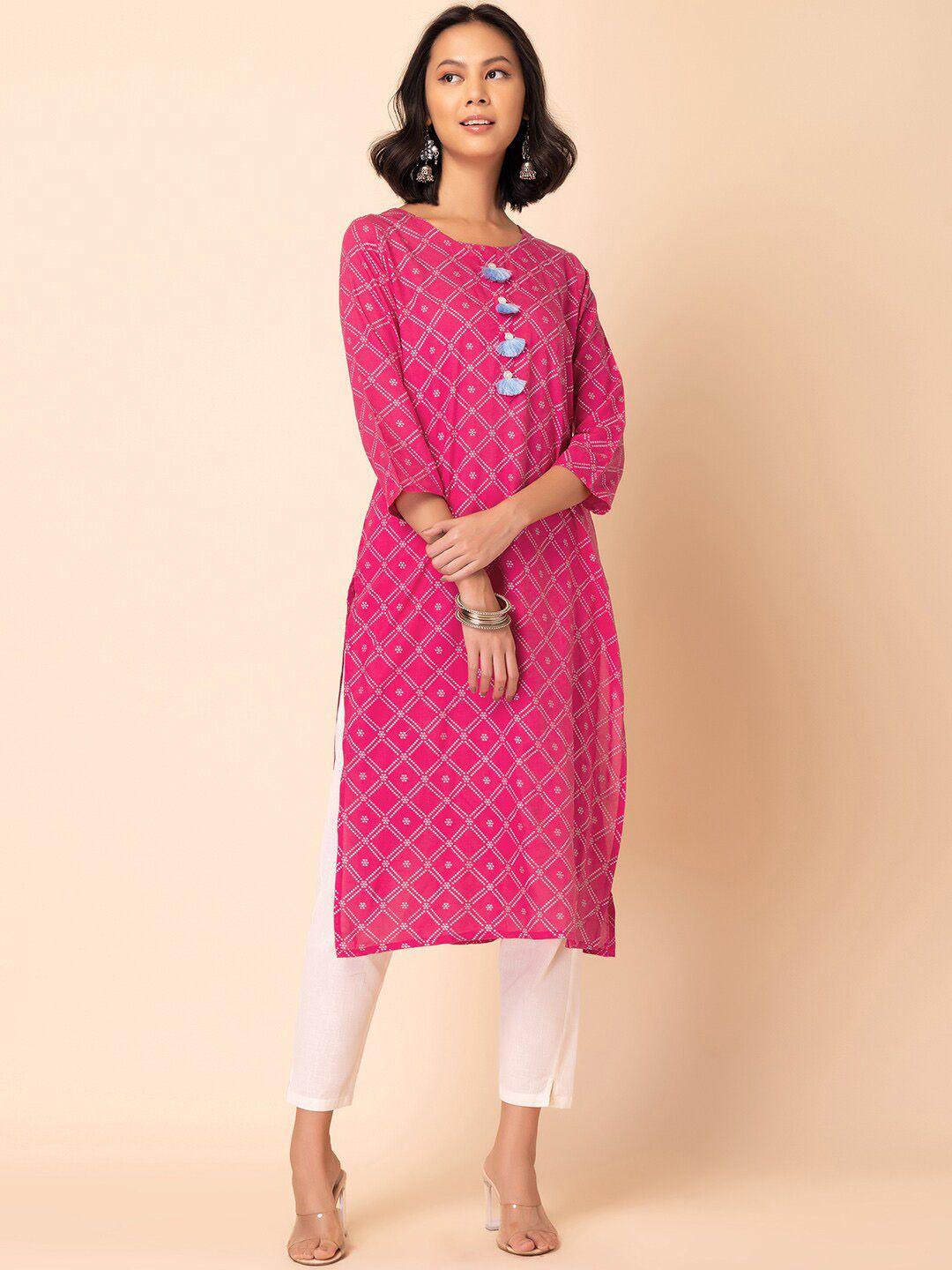 indya  bandhani print kurta