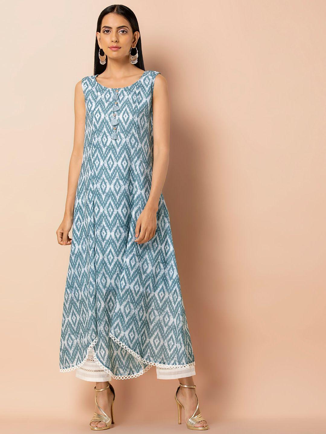 indya abstract -printed a-line high low kurta