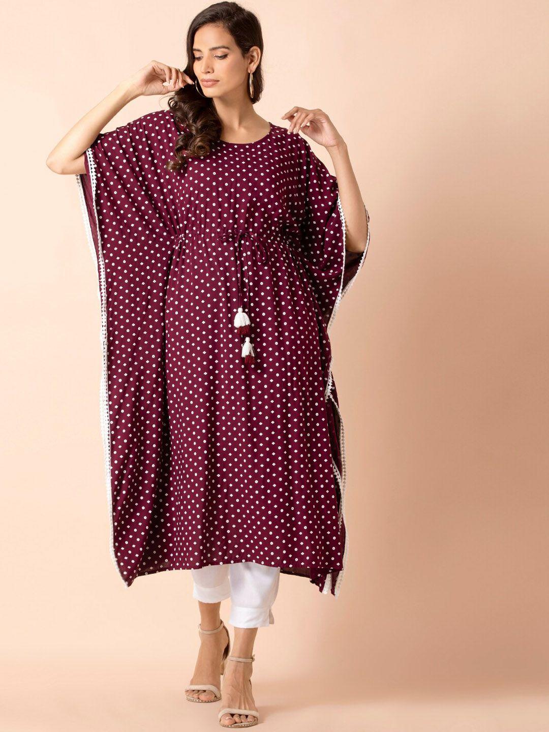 indya bandhani printed kaftan kurta