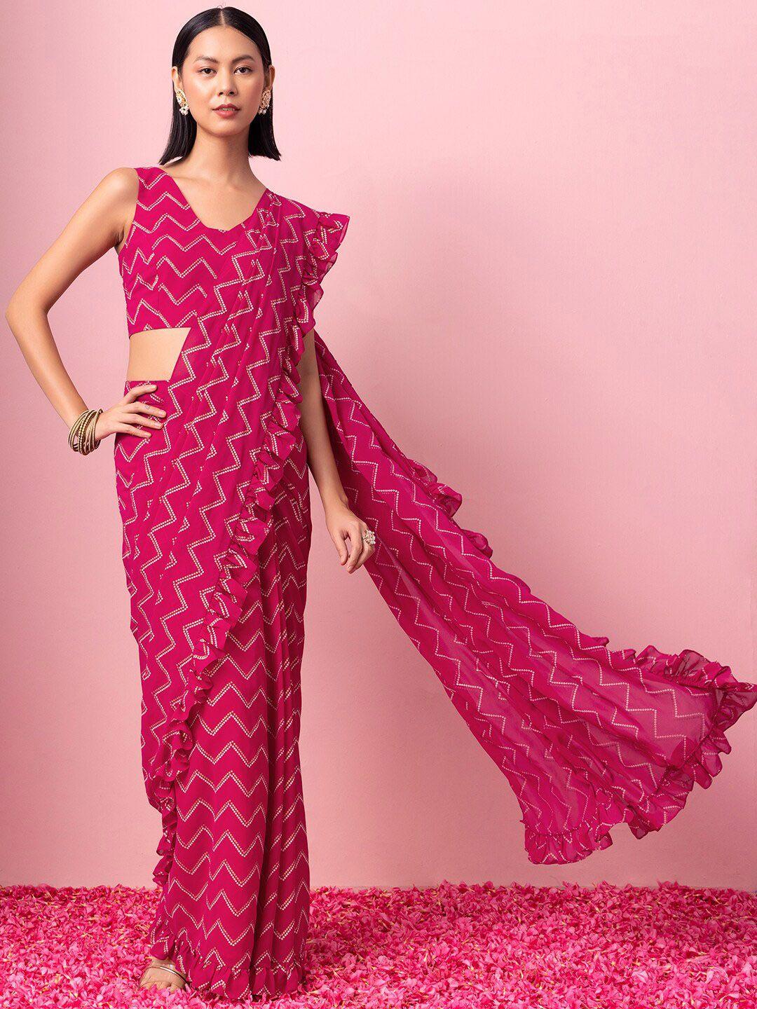 indya bandhani printed ready to wear sarees