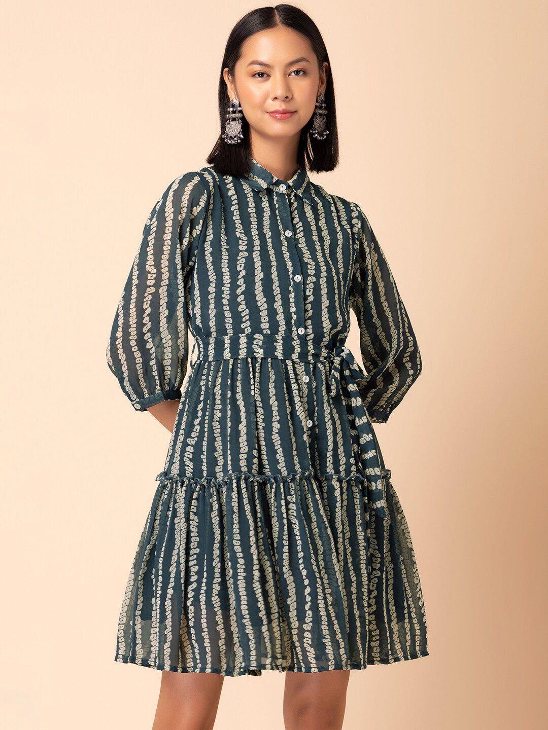 indya batik printed shirt dress