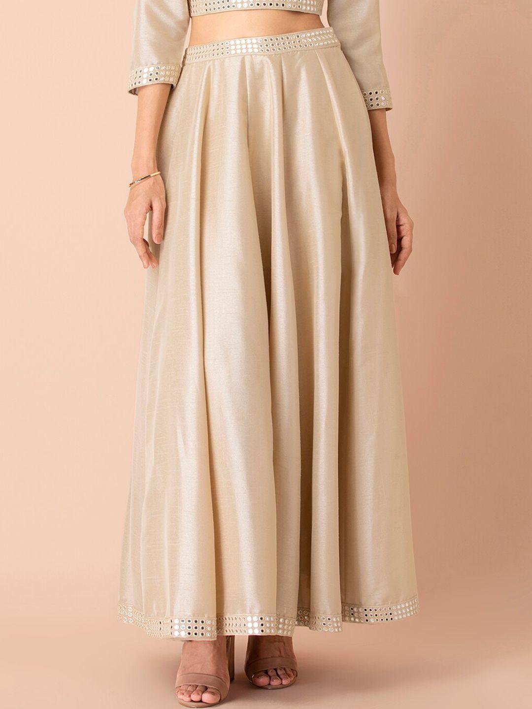 indya beige mirror belt maxi skirt