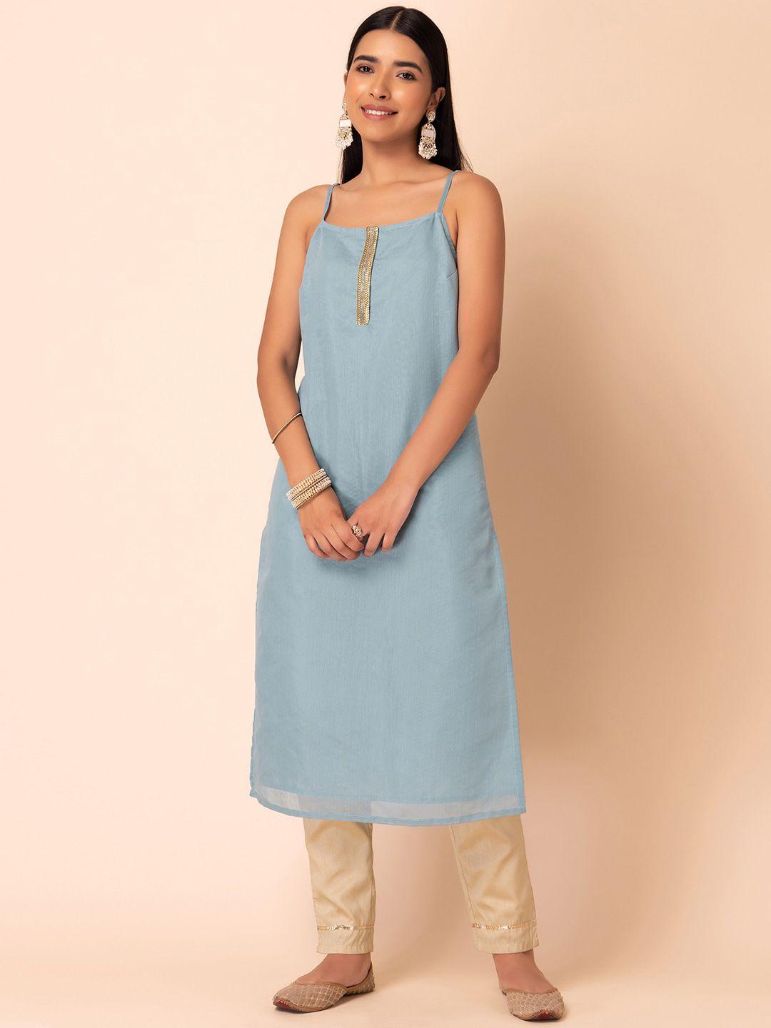 indya chanderi silk a-line kurta