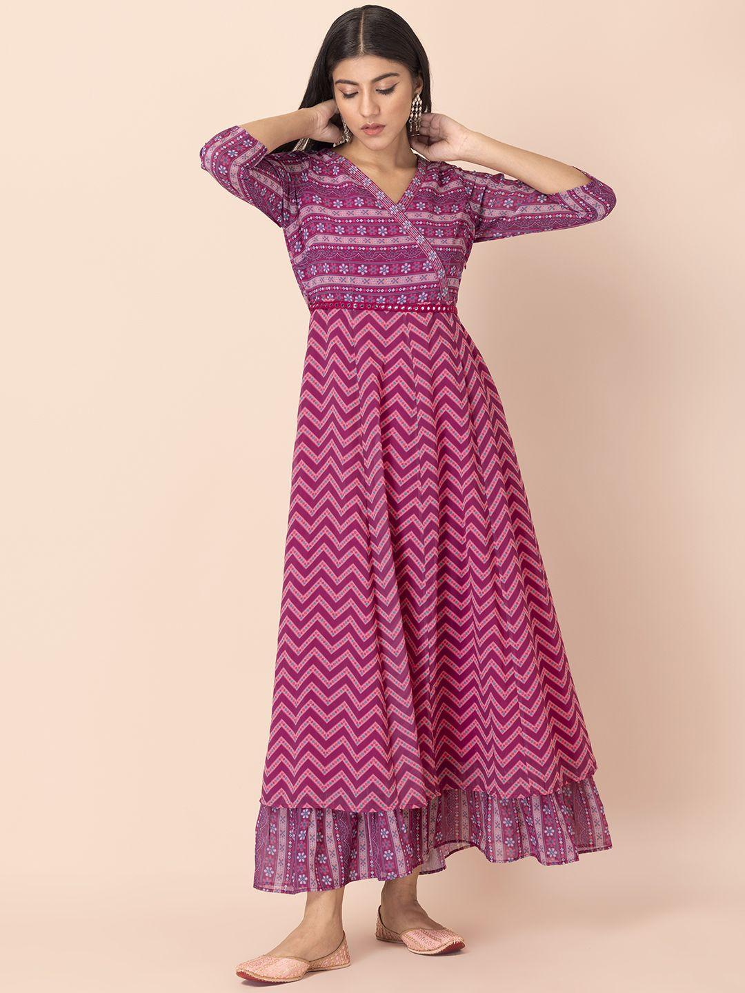 indya chevron printed angrakha anarkali kurta