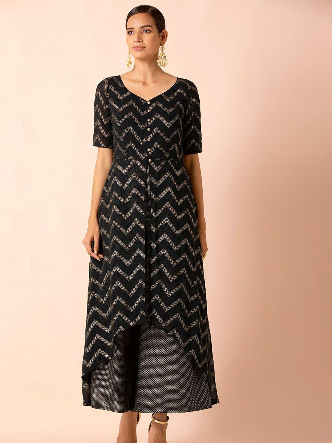 indya chevron printed layered jumpsuit