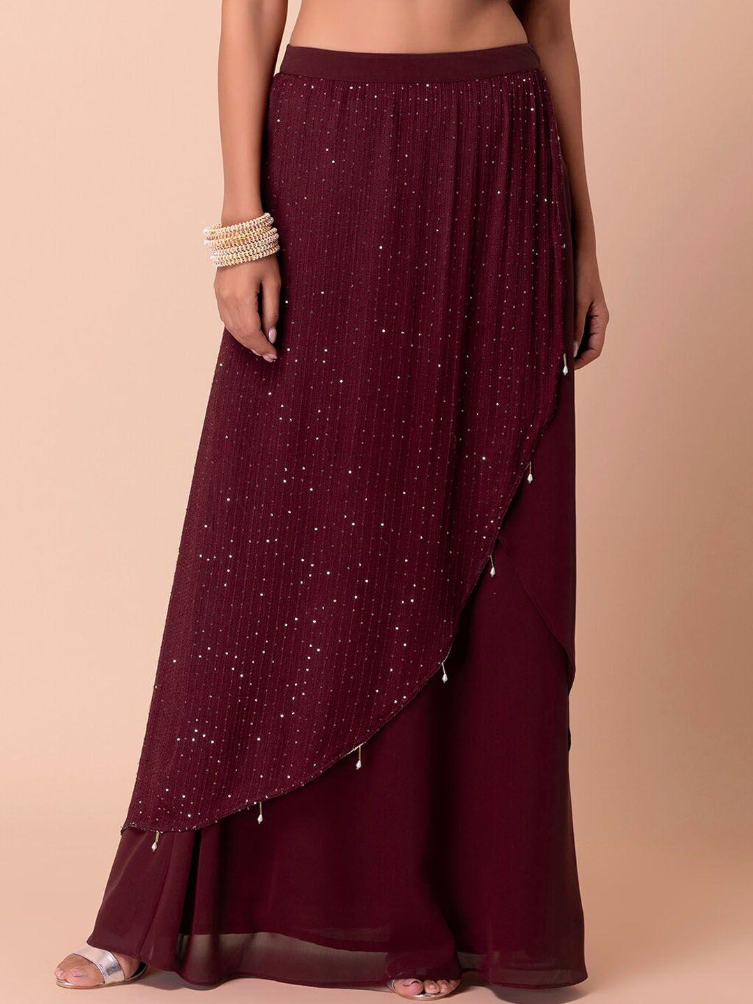 indya embellished layered lehenga skirt