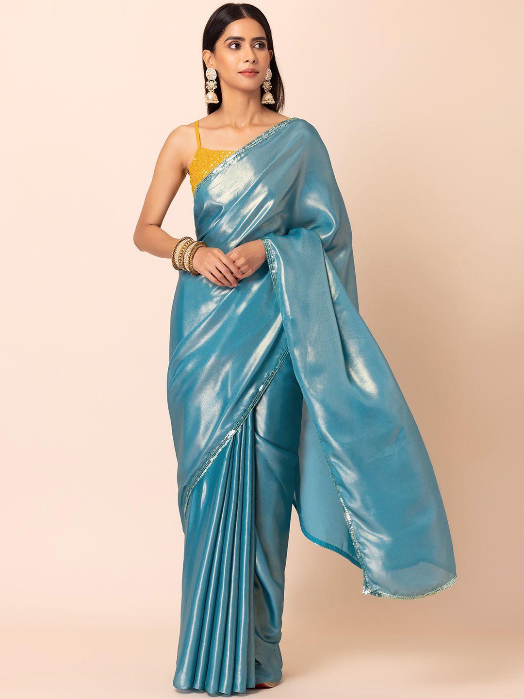indya embellished sequinned border saree