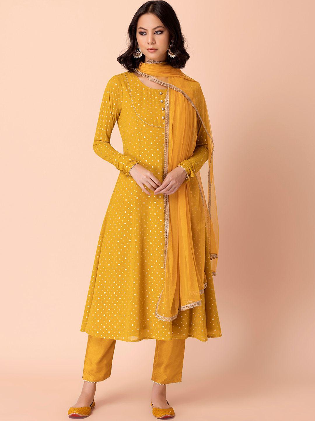 indya embroidered anarkali georgette kurta