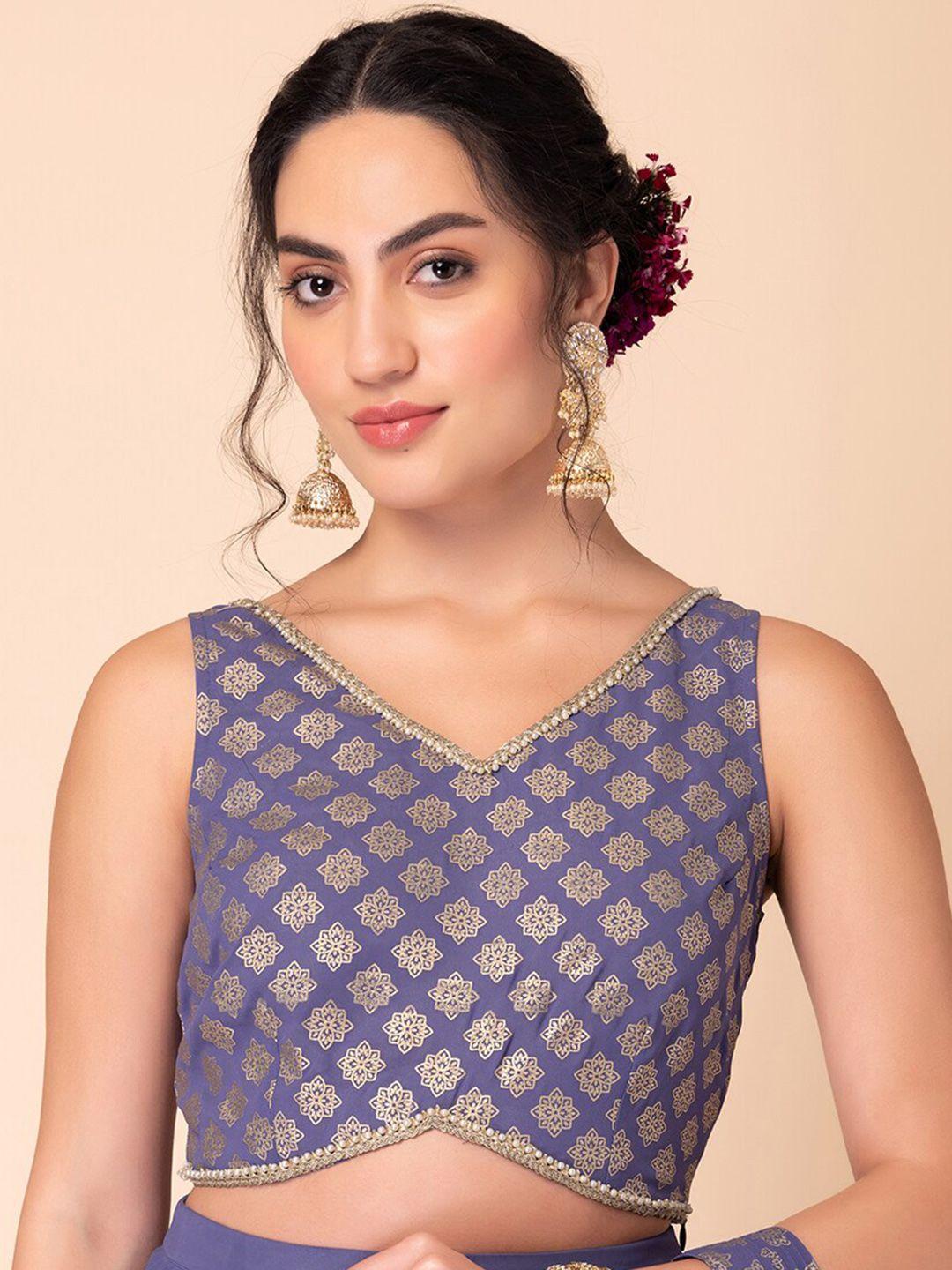 indya ethnic motifs print v-neck blouse