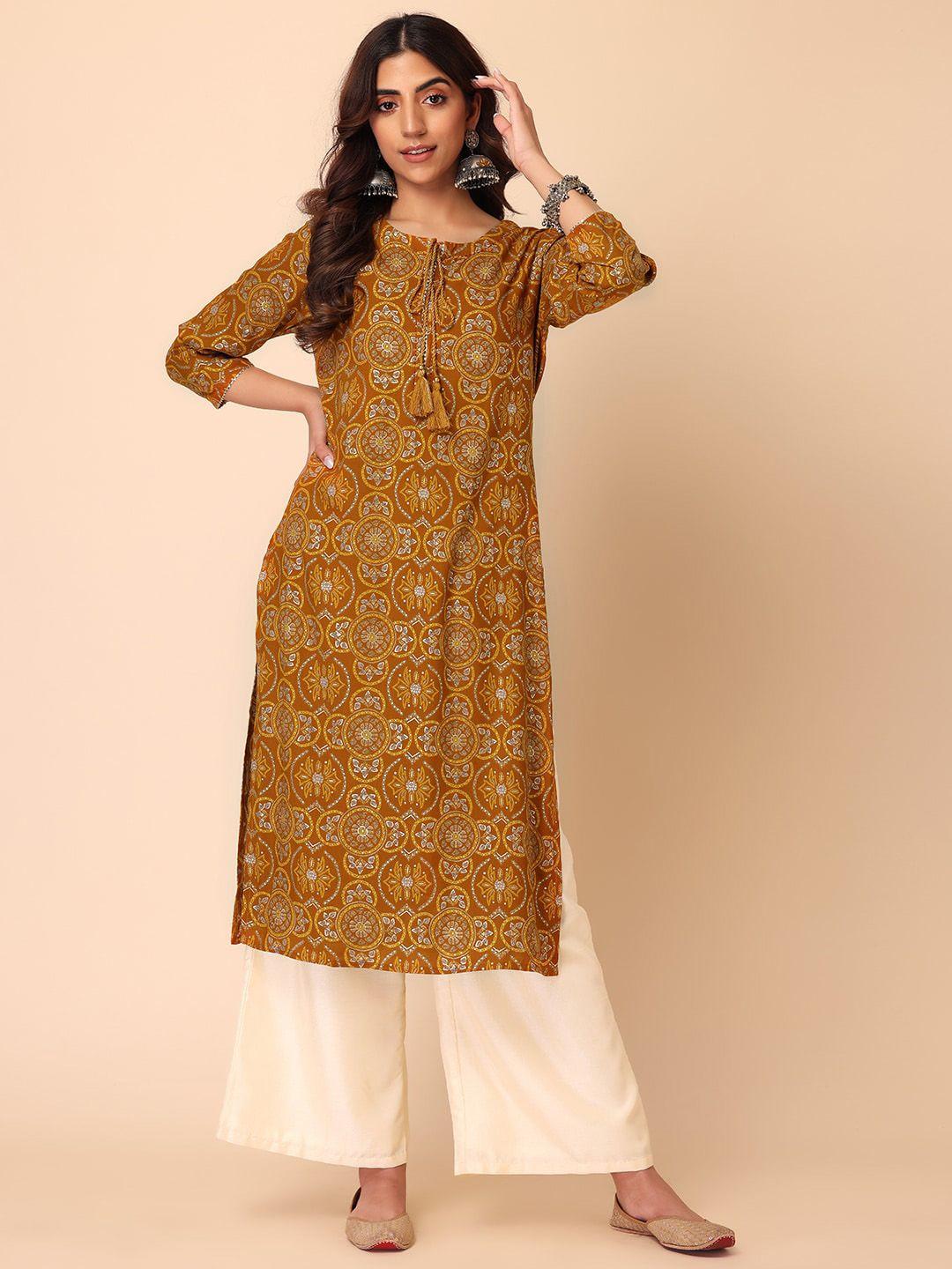 indya ethnic motifs printed thread work kurta