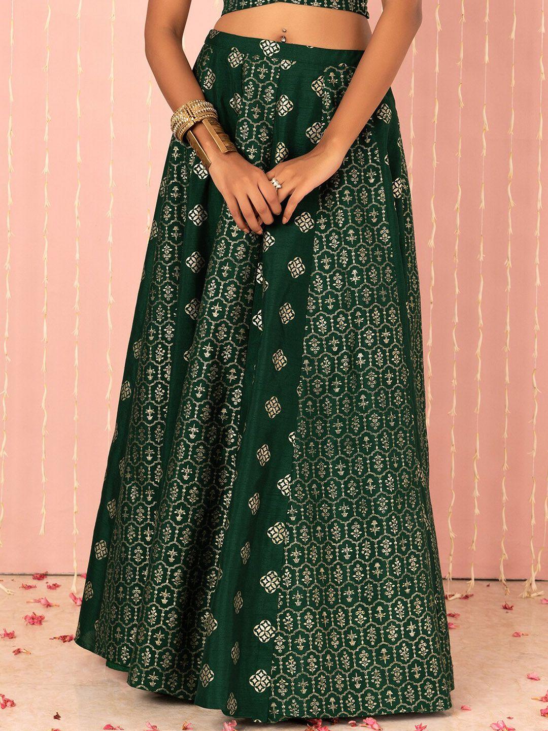 indya floral foil printed silk lehenga skirt