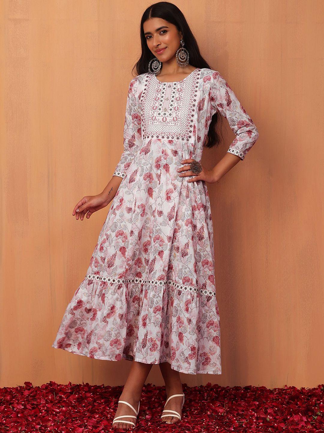 indya floral printed midi dress