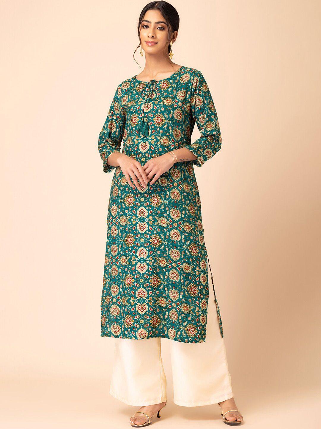 indya floral printed straight kurta