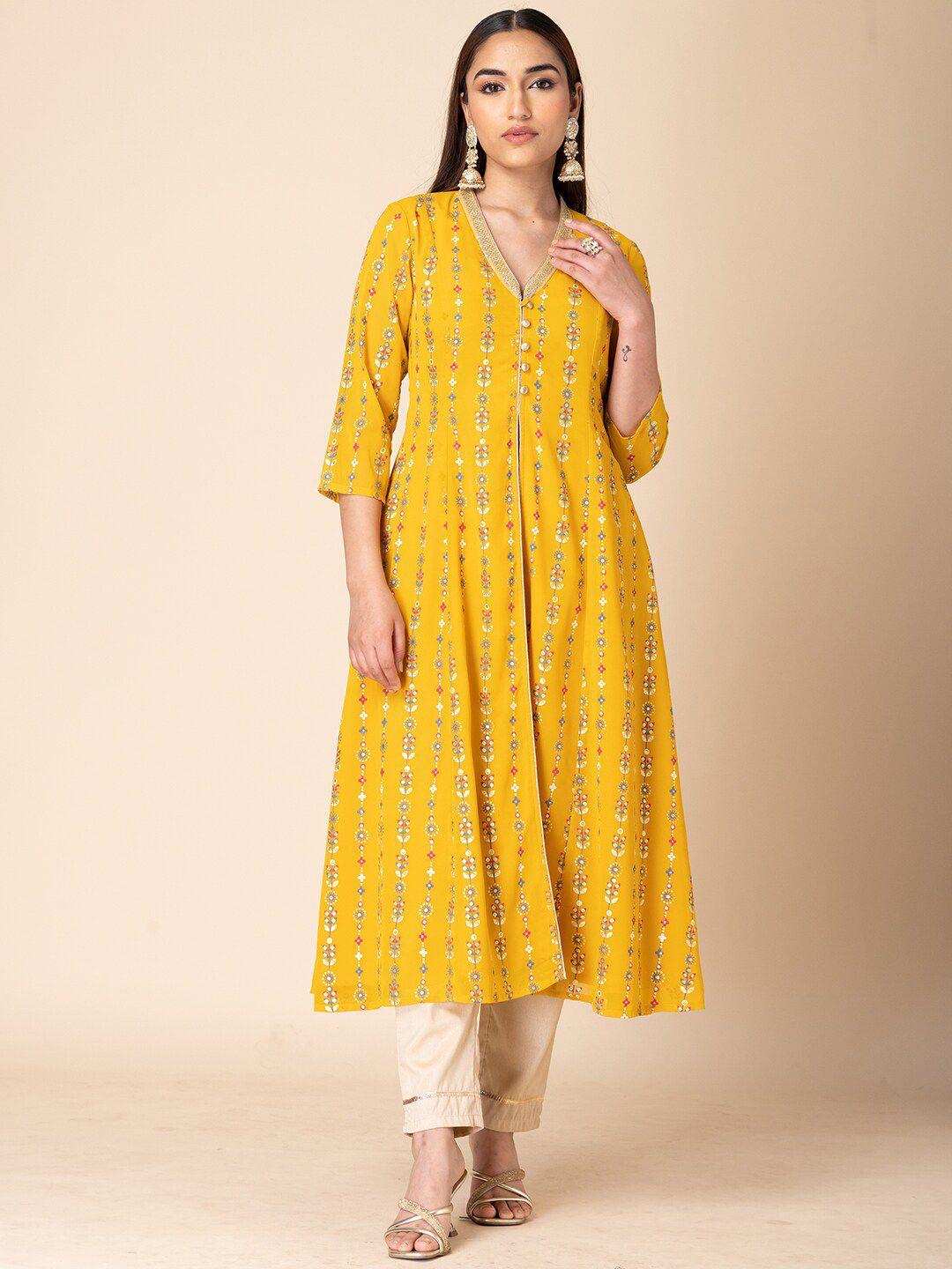 indya foil printed a-line kurta