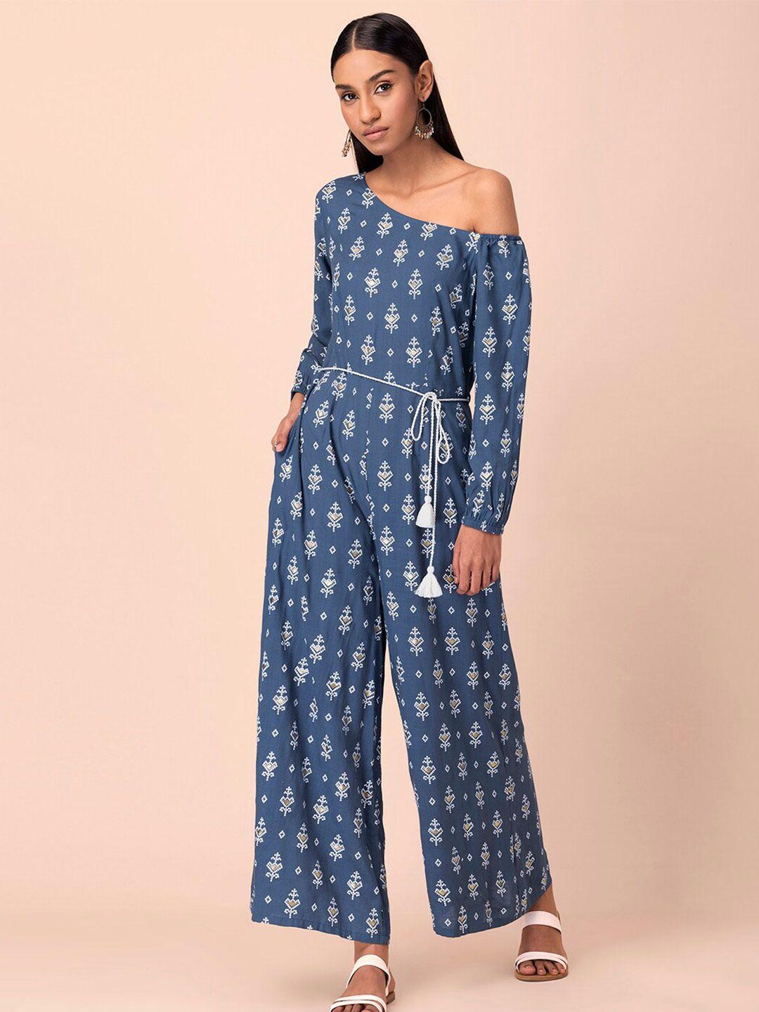 indya foil printed drop shoulder culotte jumpsuit