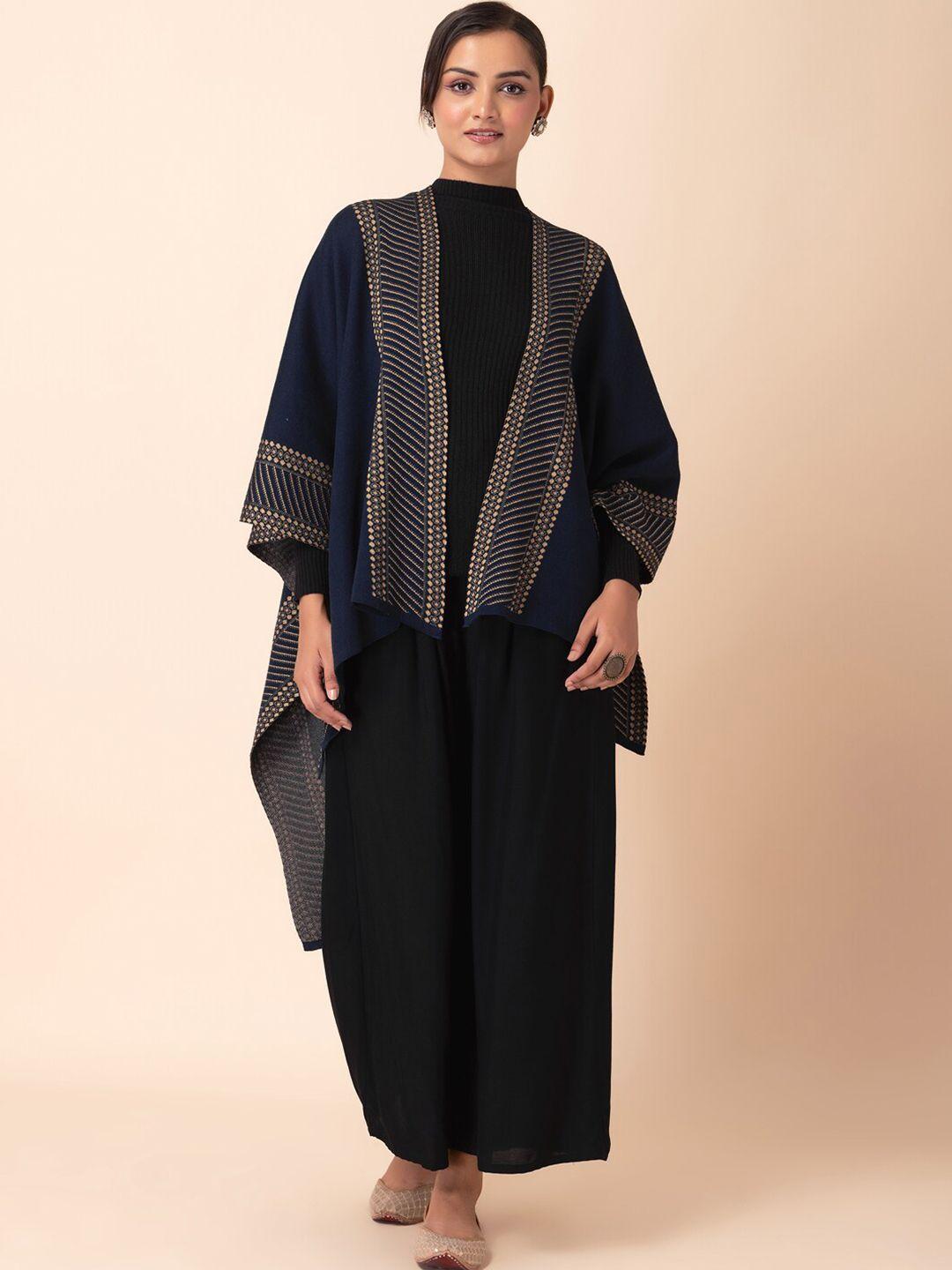 indya geometric printed border kaftan shrug