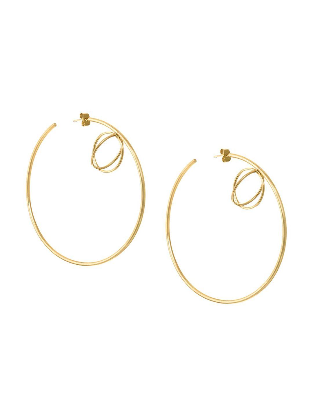indya gold-toned contemporary dual hoop earrings post & back