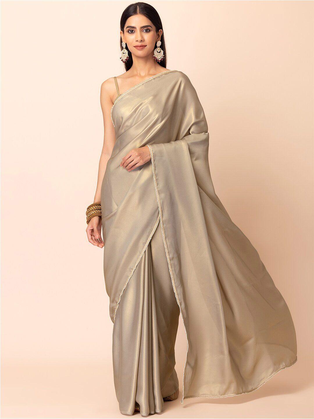 indya grey sequinned saree