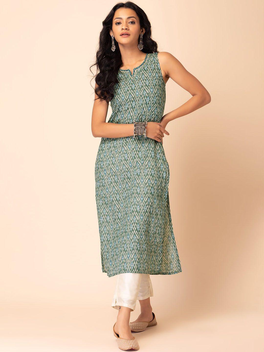 indya ikat printed cotton kurta