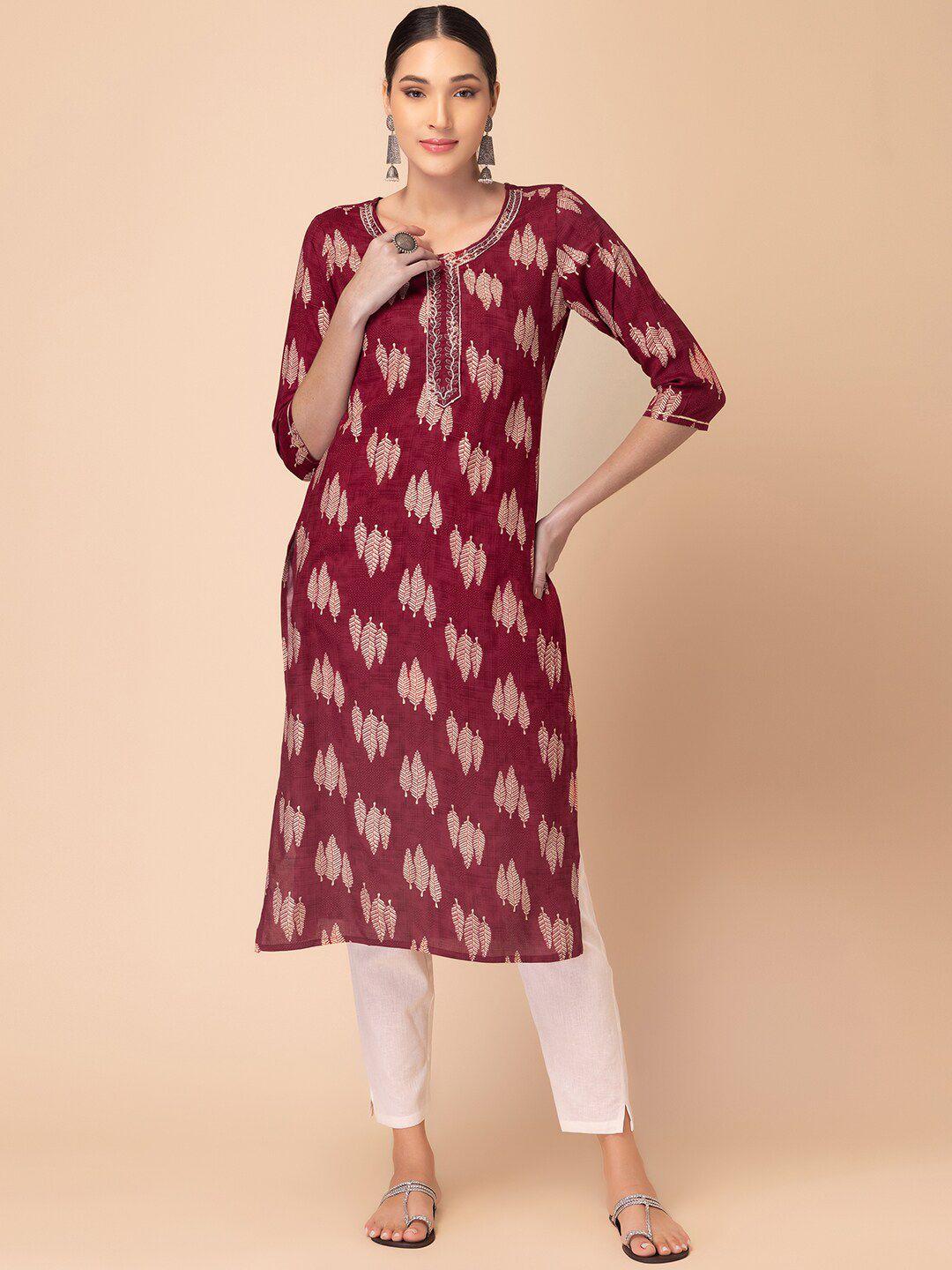 indya leaf printed kurta