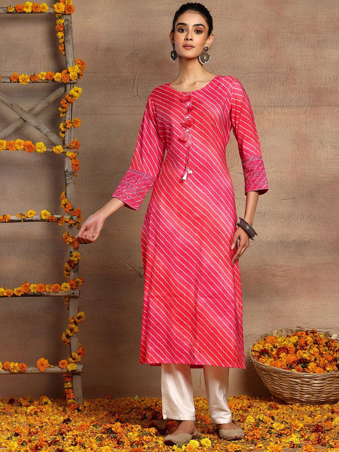 indya leheriya printed round neck  straight kurta