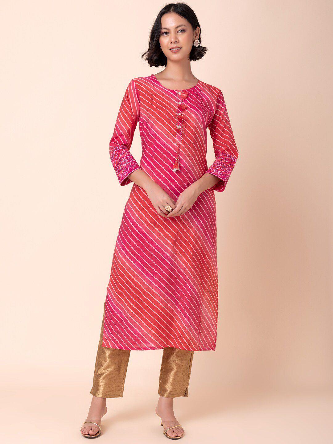 indya leheriya printed round neck straight kurta