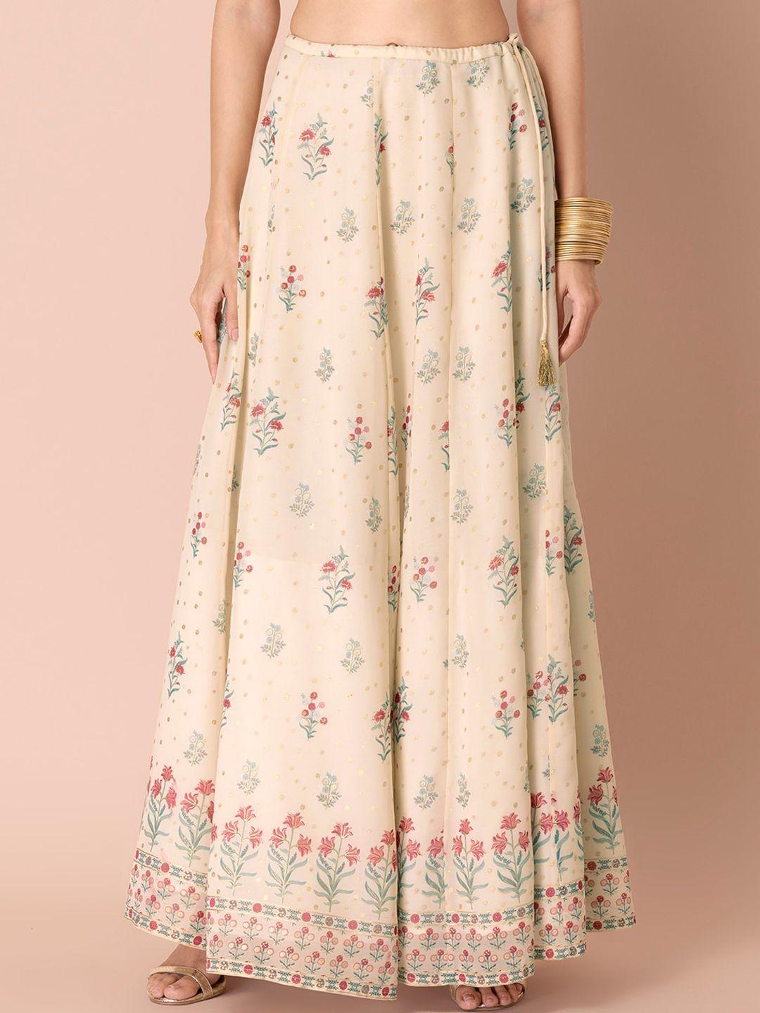 indya mughal printed a-line kalidar lehenga maxi flared skirts