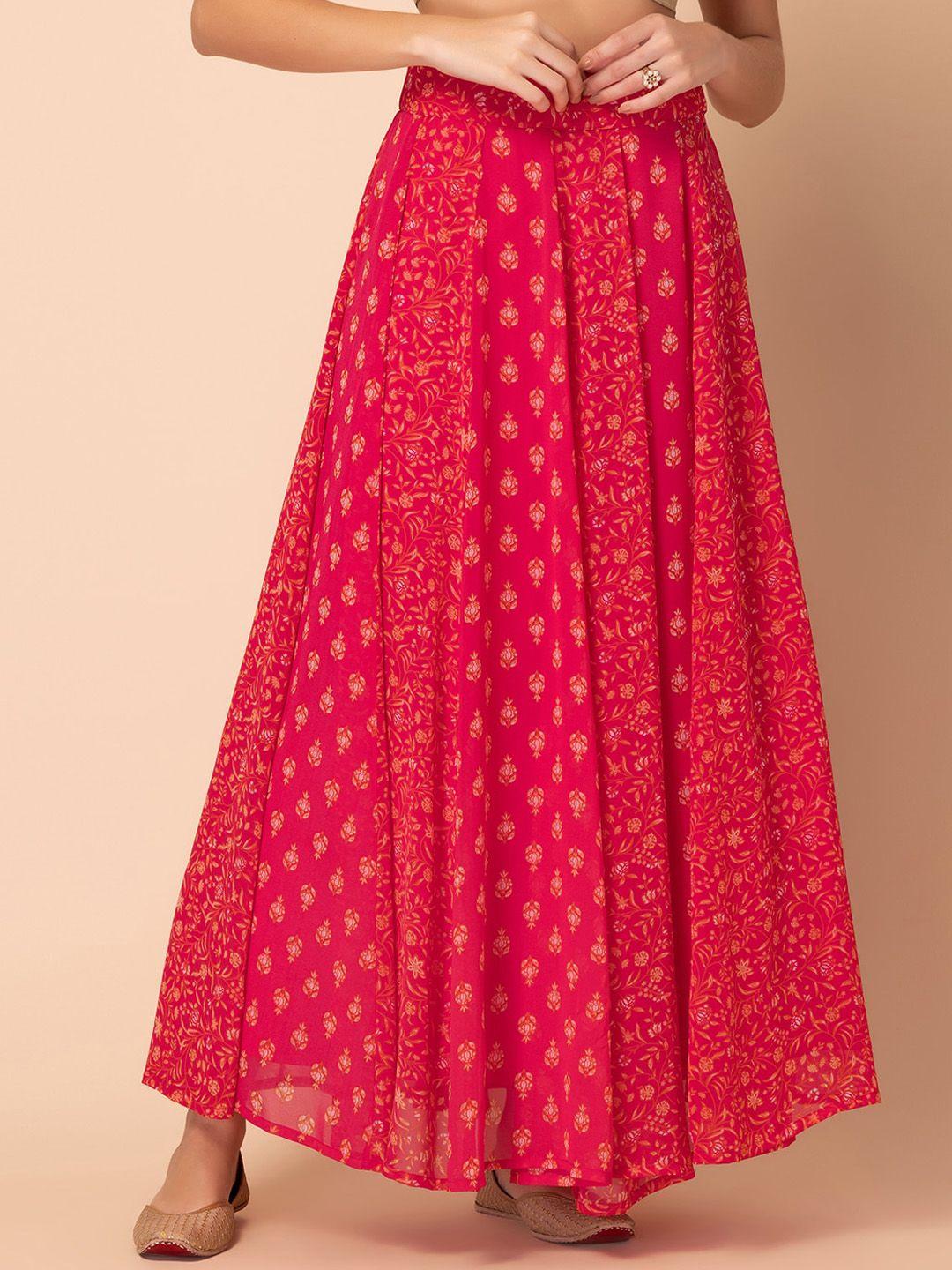 indya printed flared maxi skirt