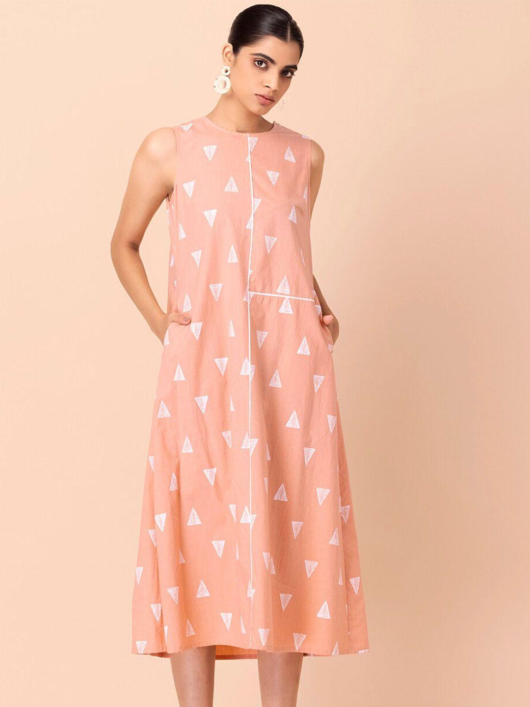 indya printed pure cotton a-line dress
