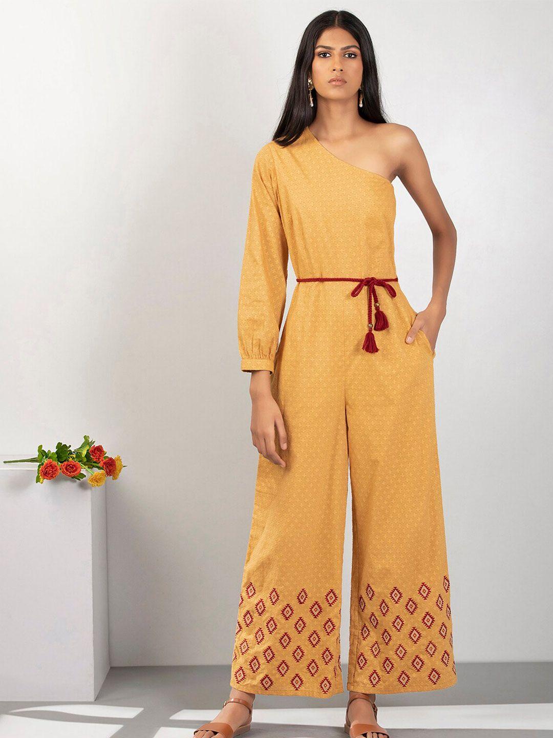 indya pure cotton one shoulder jumpsuit