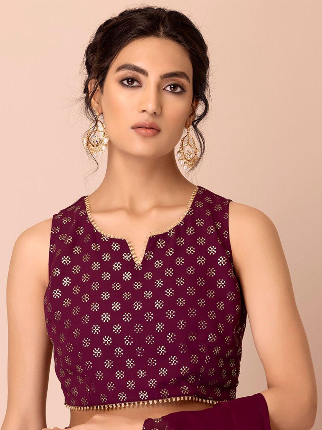 indya purple print georgette crop top