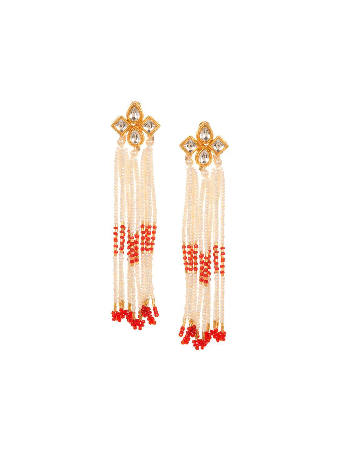 indya red & off-white classic drop earrings