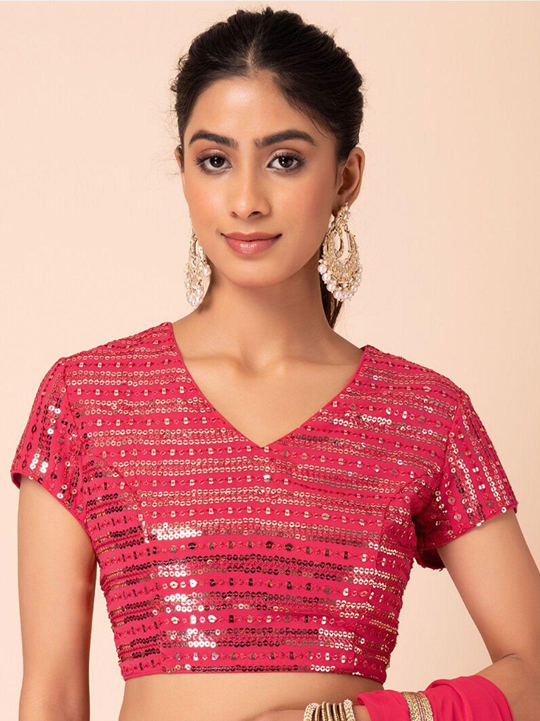 indya sequin embellished v-neck saree blouse