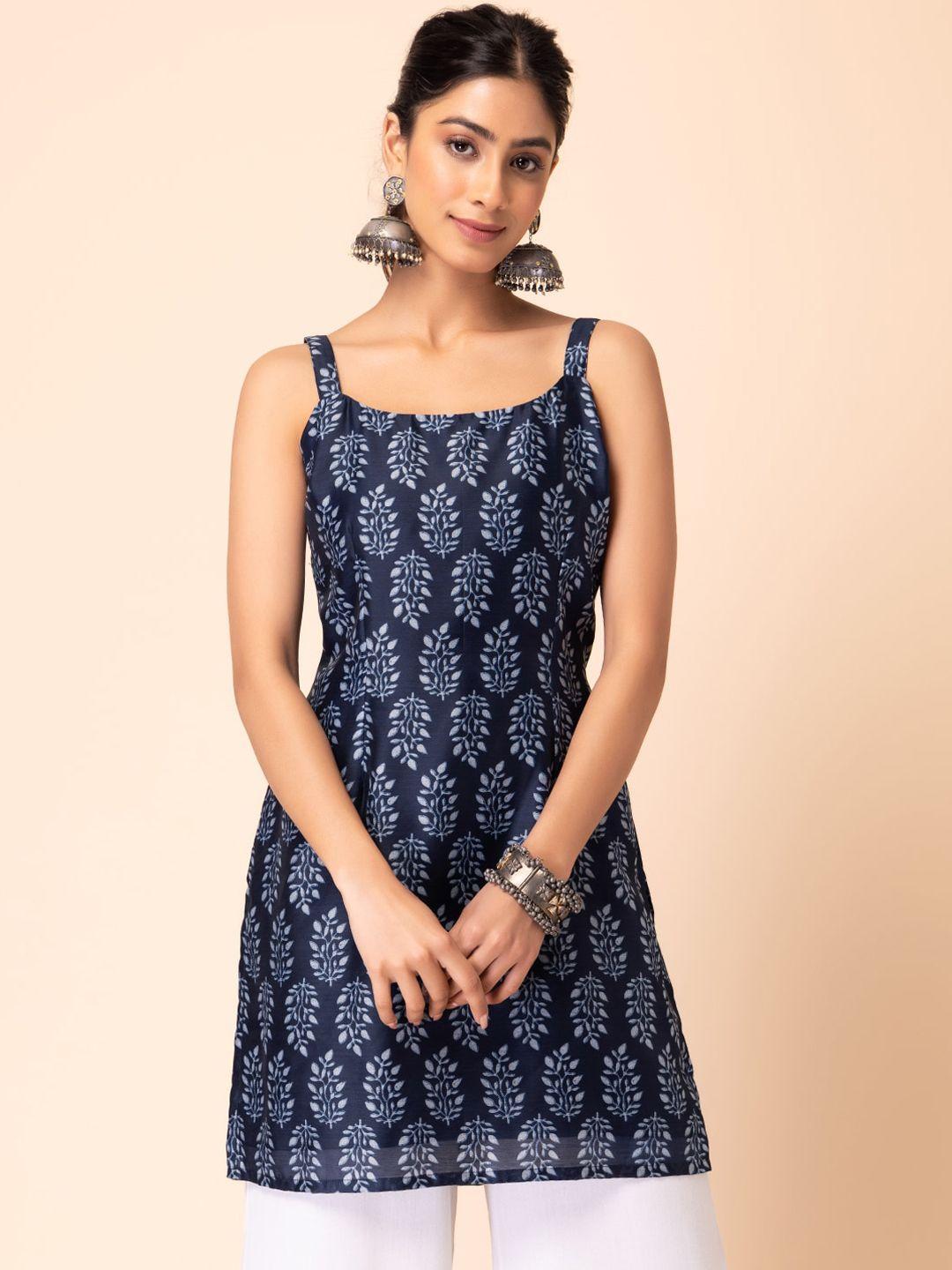 indya shoulder straps floral printed kurta