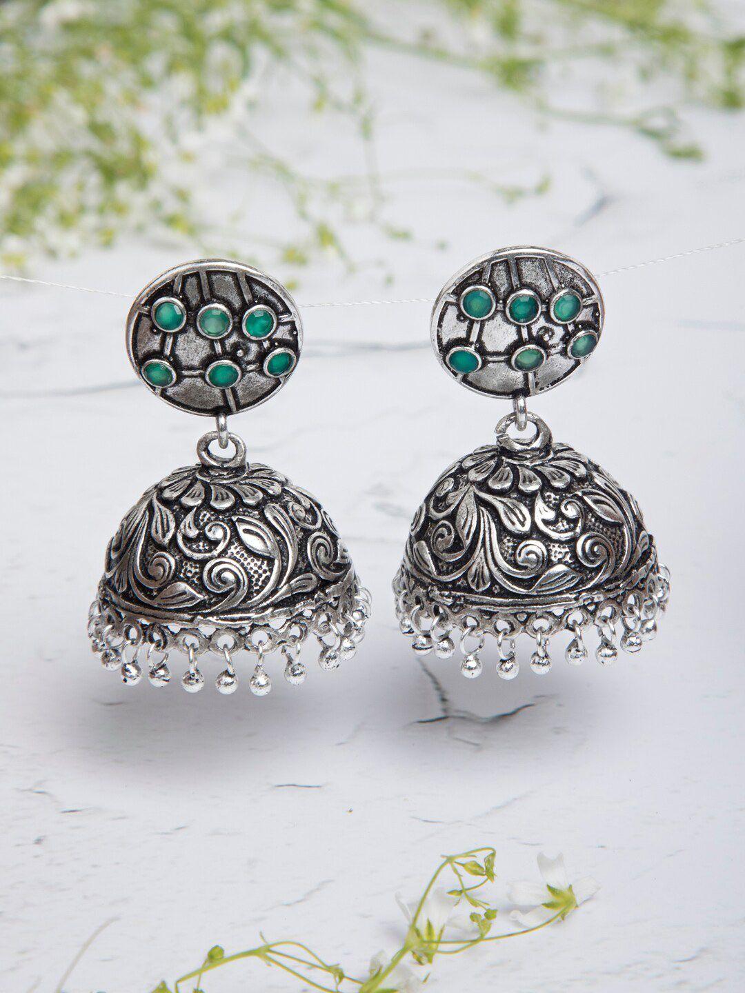 indya silver-plated dome shaped jhumkas