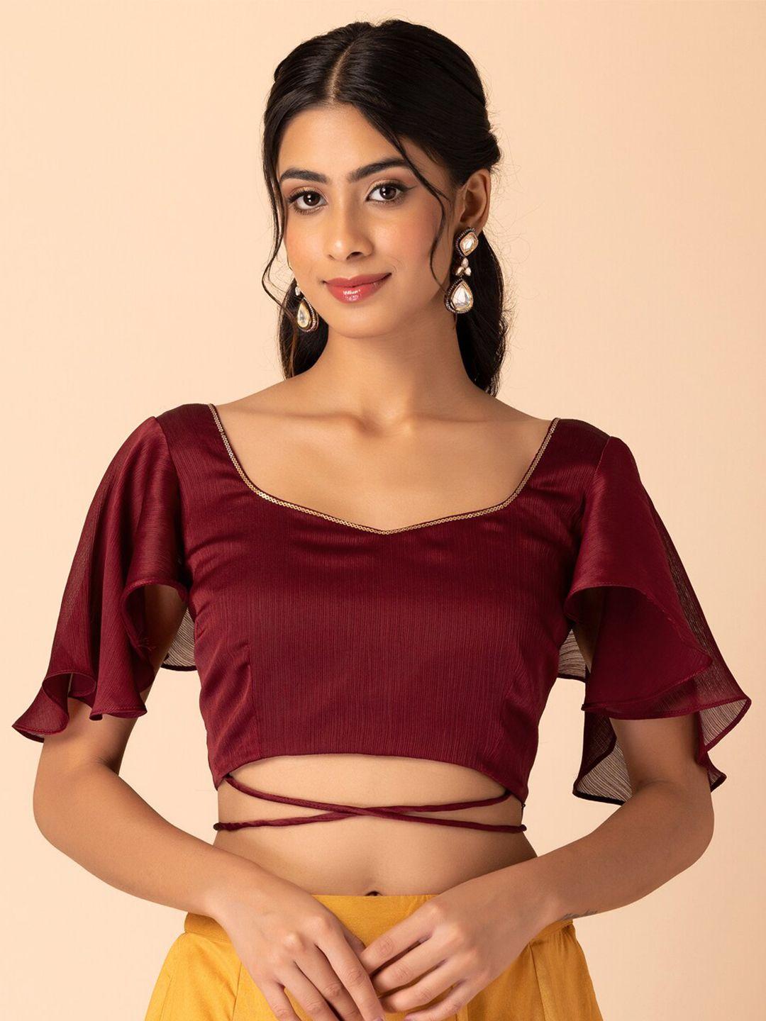 indya square neck flutter sleeves saree blouse