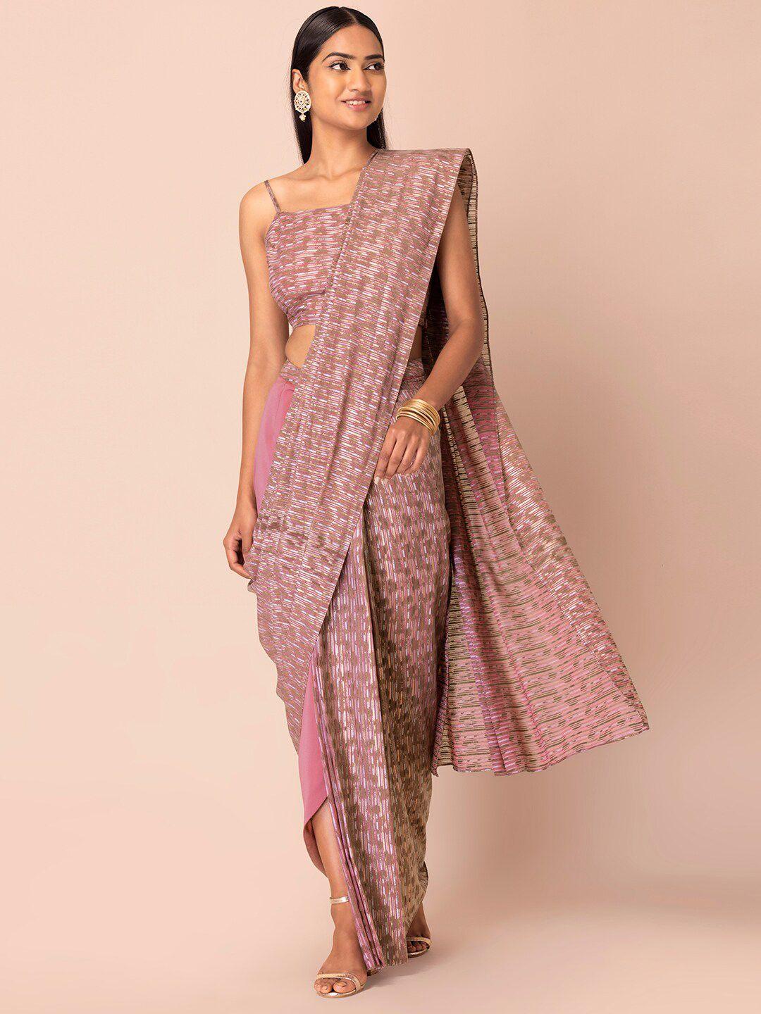 indya striped printed ready to wear saree