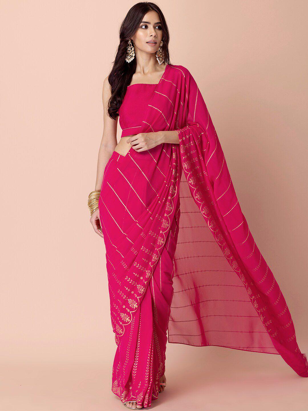 indya striped saree