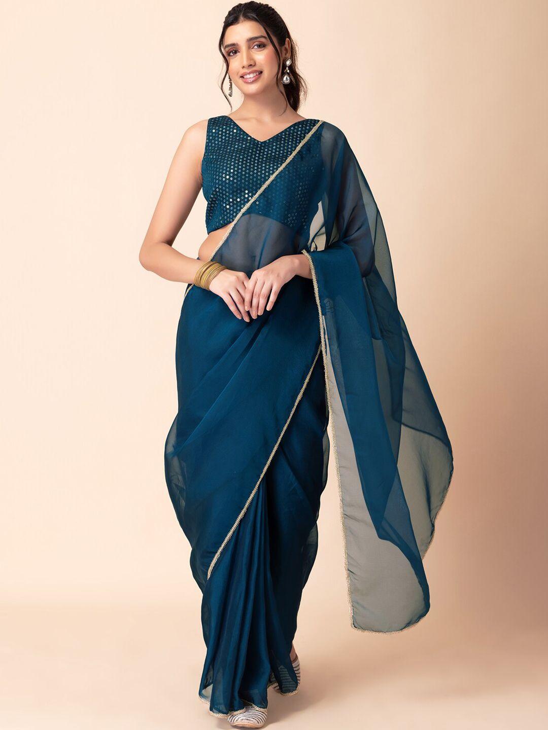 indya taping border ready to wear silk saree