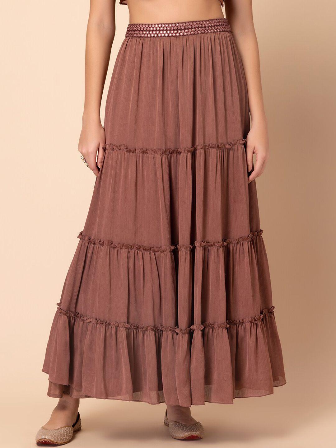 indya tiered flared maxi skirt