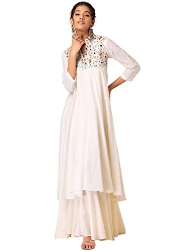 indya women's cotton regular fit tunic shirt (sck00045_white_s)