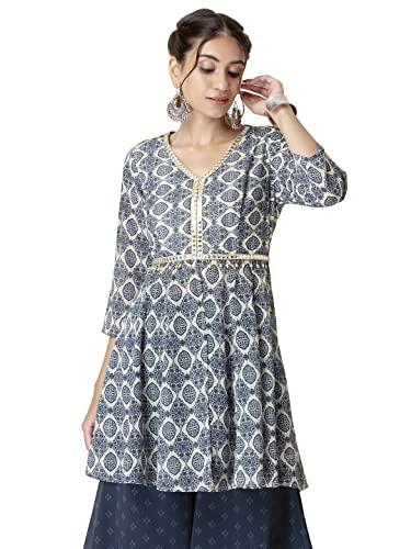 indya women's georgette regular short tunic (itn03577_blue_s)