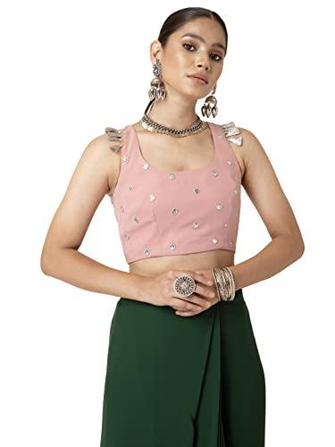 indya women's regular blouse (pst00027_pink l)